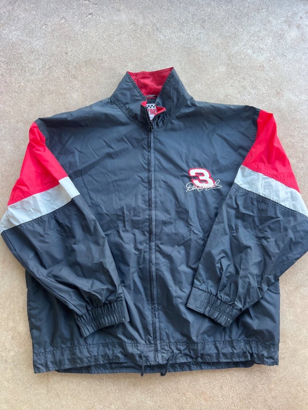 Vintage Nutmeg Dale Earnhardt NASCAR Jacket XL Black/Red Nylon Full Zip Lightwei